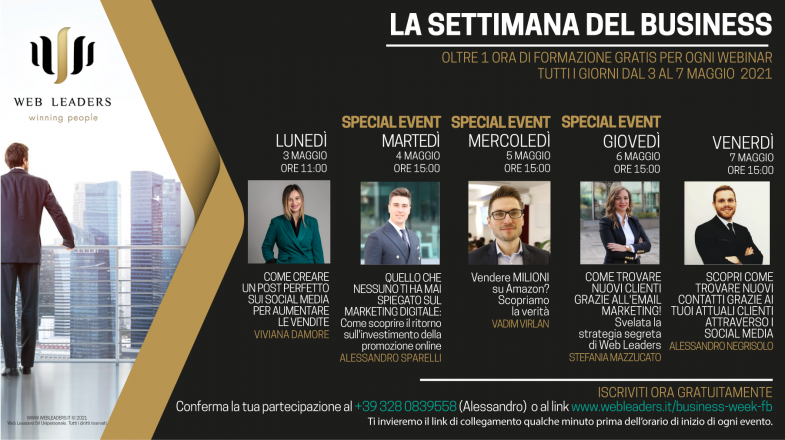 La settimana del business dal 3 al 7 maggio